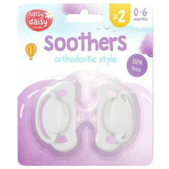 Upsy Daisy For Baby Soothers Orthodontic Style BPA Free 0-6 Months 2pk 