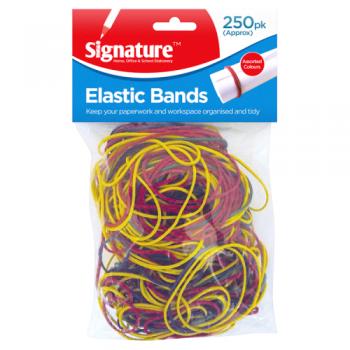 Signature 250 Elastic Bands Assorted Colours