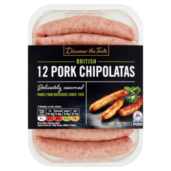 Discover the Taste British 12 Pork Chipolatas 340g