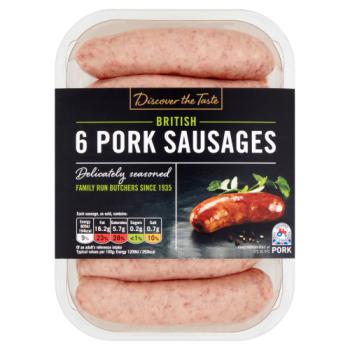Discover the Taste British 6 Pork Sausages 400g