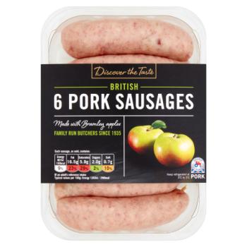 Discover the Taste British 6 Pork Sausages 400g