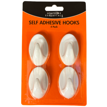 Homeware Essentials Self Adhesive Hooks 4pk 