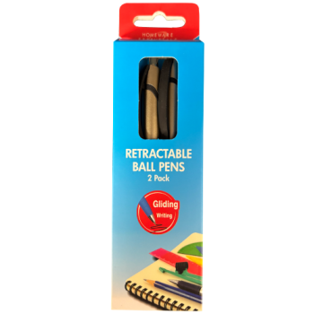 Homeware Essentials Retractable Ball Pens 2pk 