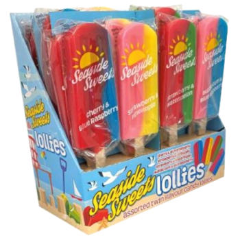 Seaside Sweets Lollies Assorted Twin Flavour Candy Lolly 58g (Flavour May Vary) 
