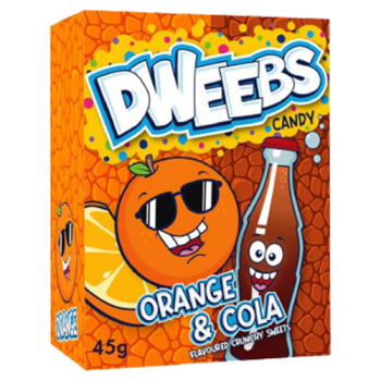 Dweebs Candy Orange & Cola Flavoured Crunchy Sweets 45g 