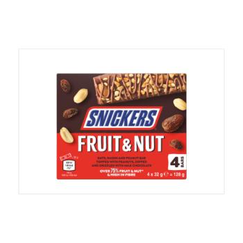 Snickers Fruit & Nut Milk Chocolate Snack Bars Multipack, 4x32g