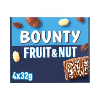 Bounty Triple Treat Fruit & Nut Milk Chocolate Snack Bars Multipack 4x32g