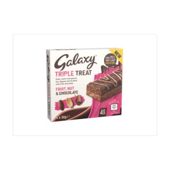 Galaxy Triple Treat Fruit & Nut Milk Chocolate Snack Bars Multipack 4 x 32g