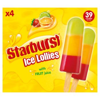 Starburst Ice Lollies with Fruit Juice 4 x 50g