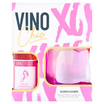 Vino Chic Barefoot White Zinfandel and an Iridescent Stemless Glass