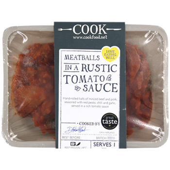Cook Meatballs in a Rustic Tomato Sauce Serves 1 300g 