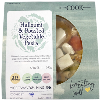 Cook Halloumi & Roasted Vegetable Pasta Serves 1 345g 