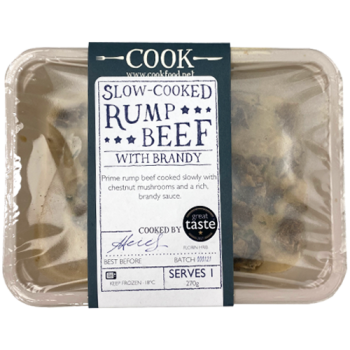 Cook Slow-Cooked Rump Beef with Brandy Serves 1 270g 