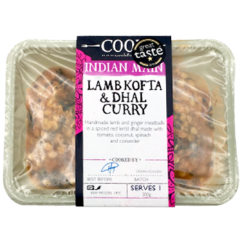 Cook Indian Main Lamb Kofta & Dhal Curry Serves 1 300g 