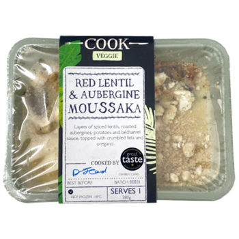 Cook Veggie Red Lentil & Aubergine Moussaka Serves 1 380g 