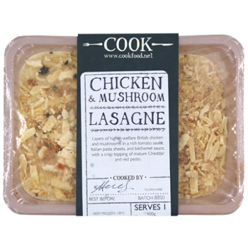 Cook Chicken & Mushroom Lasagne Serves 1 400g 