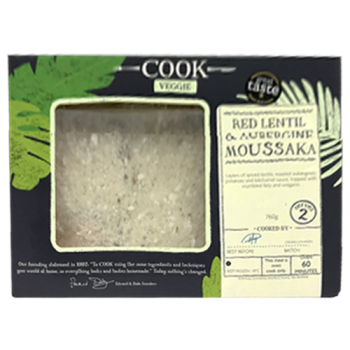 Cook Veggie Red Lentil & Aubergine Moussaka Serves 2 760g 