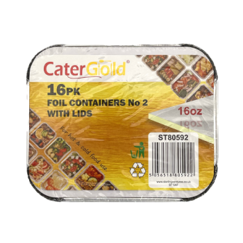 Catergold No2 16oz Foil Containers With Lids 16pk 