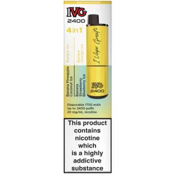 IVG 2400 Disposable Vape 4 in 1 Multi Flavour Banana Edition 