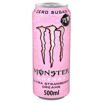 Monster Energy Drink Ultra Strawberry Dreams Zero Sugar 500ml PM £1.75 Can