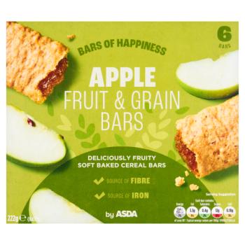 Asda Apple Fruit & Grain Bars 6 x 37g (222g)