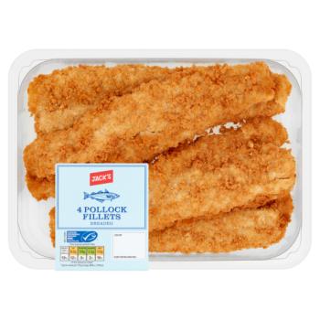 Jack's 4 Pollock Fillets Breaded 600g