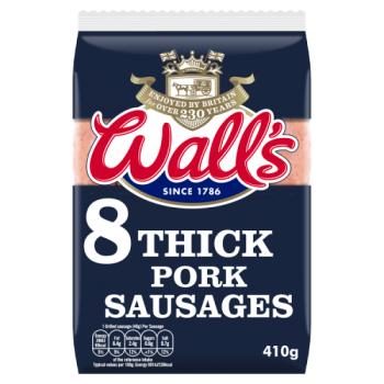 Wall's 8 Thick Pork Sausages 410g