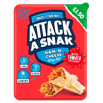 Attack a Snak Ham 'n Cheese Wrap Kit with Tomato Ketchup 86g