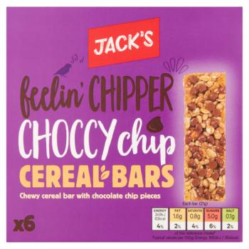 Jack's Feelin' Chipper Choccy Chip Cereal Bars 6 x 21g (126g)
