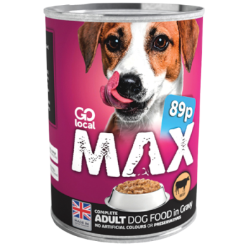 Go Local Max Adult Dog Food Beef Chunks in Gravy 400g PM 89p 