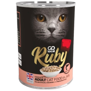 Go Local Ruby Adult Cat Food Salmon Chunks in Jelly 400g PM 89p 