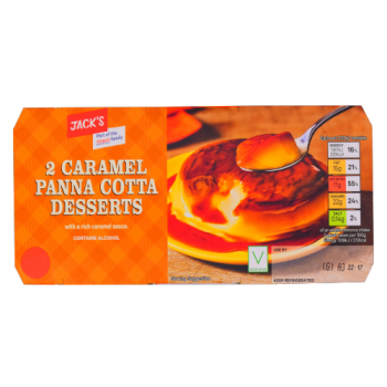 Jack's Caramel Panna Cotta Desserts 2 x 120g (contains alcohol)