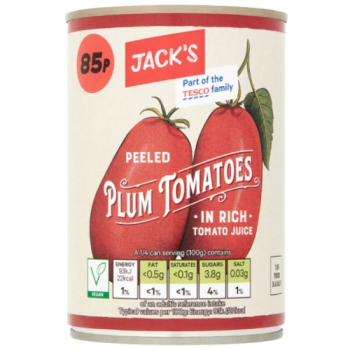 Jack's Peeled Plum Tomatoes in Rich Tomato Juice 400g