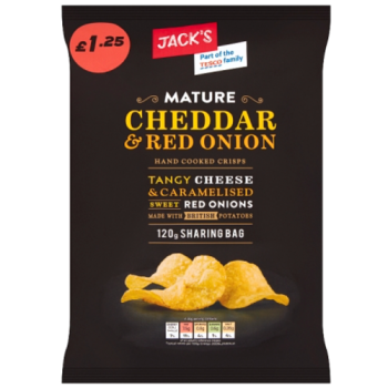 Jack's Mature Cheddar & Red Onion Hand Cooked Crisps 120g