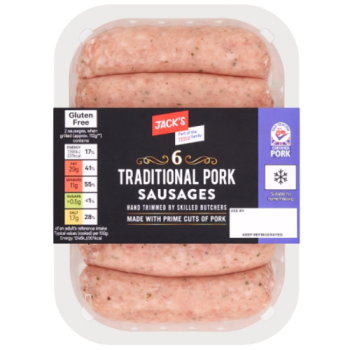 Jack's 6 Traditional Pork Sausages 400g