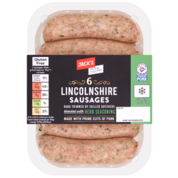 Jack's 6 Lincolnshire Sausages 400g