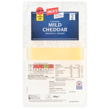 Jack's 8 Mild Cheddar Slices 180g