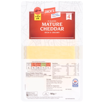 Jack's 8 Mature Cheddar Slices 180g