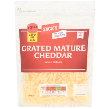 Jack's Grated Mature Cheddar 180g