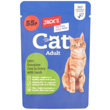 Jack's Cat Adult 100% Complete Cuts in Gravy with Lamb 100g