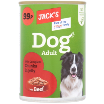 Jack's Dog Adult 100% Complete Chunks in Jelly with Beef 415g