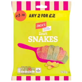 Jack's Sour Snakes 145g