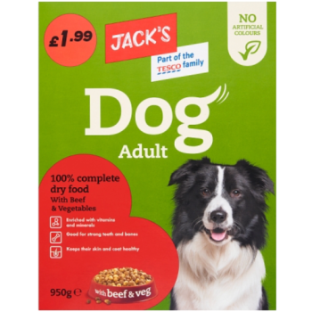 Jack's Adult Dog Food with Beef & Veg 950g 