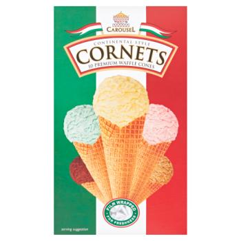Carousel Continental Style Cornets 10 Premium Waffle Cones