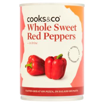 Cooks & Co Whole Sweet Red Peppers in Brine 390g