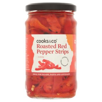 Cooks & Co Roasted Red Pepper Strips in Brine 300g