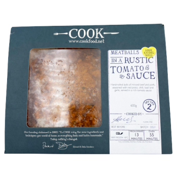 Cook Meatballs in a Rustic Tomato Sauce Serves 2 600g 