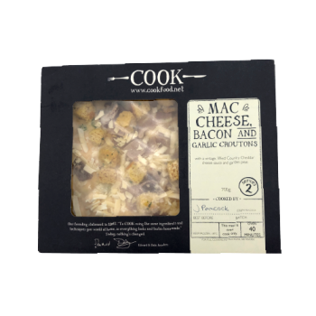 Cook Mac Cheese, Bacon and Garlic Croutons Serves 2 700g