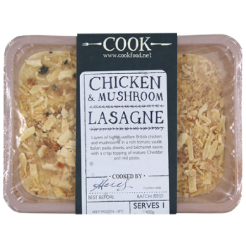Cook Chicken & Mushroom Lasagne Serves 1 400g 