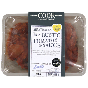 Cook Meatballs in a Rustic Tomato Sauce Serves 1 300g 